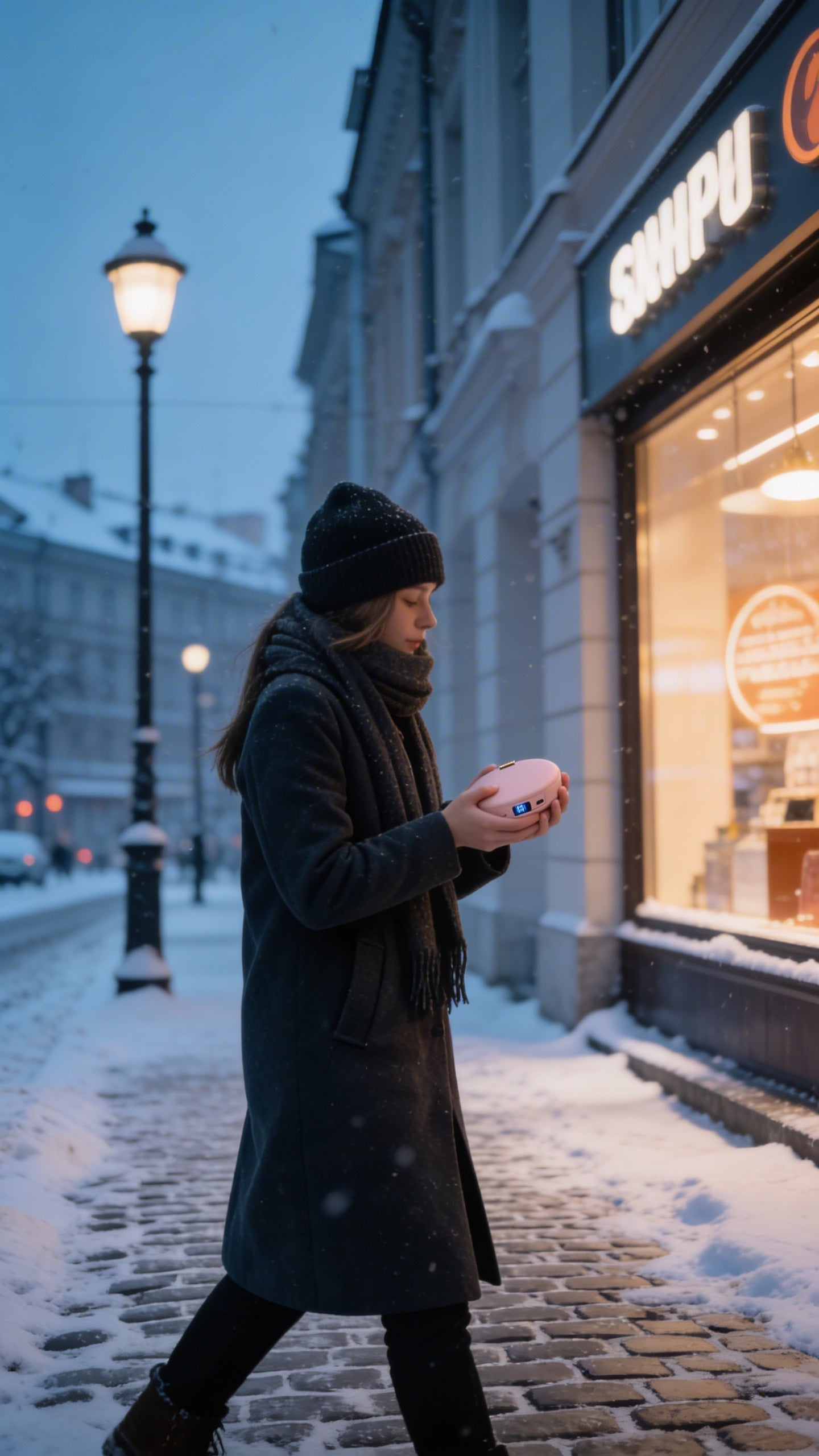 Powerbank LUXTECH 4 w 1 – lusterko do makijażu – światło LED – ogrzewacz dłoni