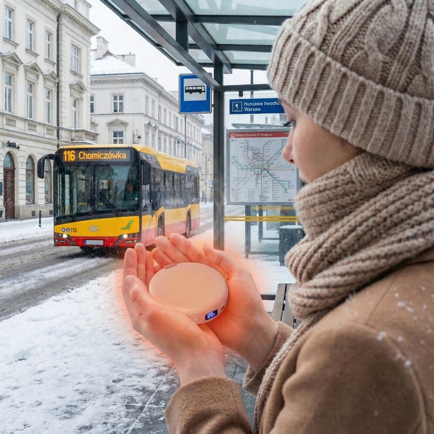 Powerbank LUXTECH 4 w 1 – lusterko do makijażu – światło LED – ogrzewacz dłoni