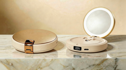 Powerbank LUXTECH 4 w 1 – lusterko do makijażu – światło LED – ogrzewacz dłoni