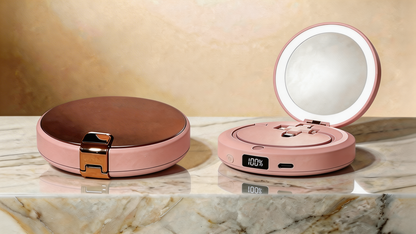 Powerbank LUXTECH 4 w 1 – lusterko do makijażu – światło LED – ogrzewacz dłoni